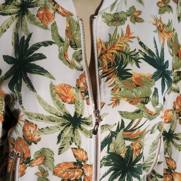Attentif Paris Jacket Tropical Print Women's Bomber Jacket Size 38 - Picture 3 of 16